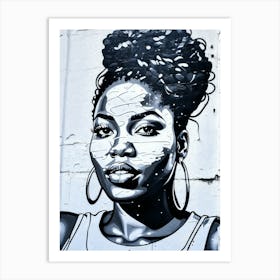 Graffiti Mural Of Beautiful Black Woman 304 Art Print