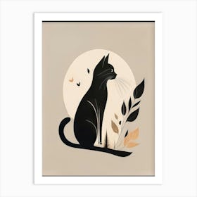 black cat mininalist portrait 18 Art Print