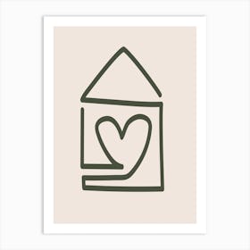 A Home Filled With Love In Beige Line Art Print
