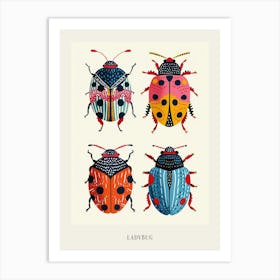 Colourful Insect Illustration Ladybug 27 Poster Art Print