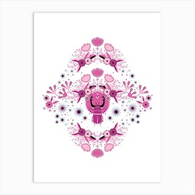 Rhinoceros Beetle, Pink Version On White Background Art Print