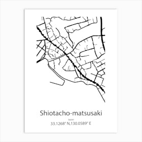 Shiotacho Matsusaki,Japan Minimalist Map Art Print