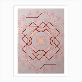 Geometric Abstract Glyph Circle Array in Tomato Red n.0252 Art Print