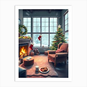 Christmas Living Room Art Print