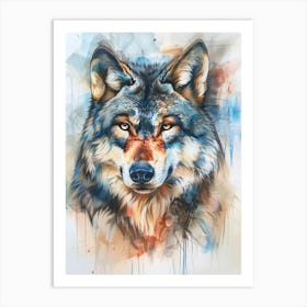 Timber Wolf Pastel Watercolour 1 Art Print