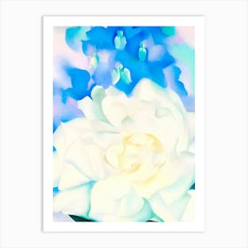 Georgia O'Keeffe - White Rose with Larkspur No. 2, 1927 Art Print