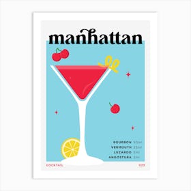 Manhattan in Blue Cocktail Recipe Art Print