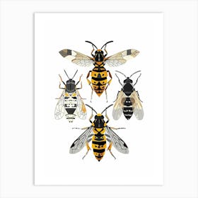 Colourful Insect Illustration Yellowjacket 6 Art Print