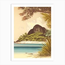 La Digue Island Seychelles Vintage Sketch Tropical Destination Art Print