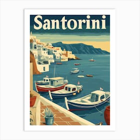 Aihrgdesign A Retro Travel Poster For Santorini Featuring A C F0a0142c 5c80 4c18 B4c1 70b753e94b60 0 Art Print