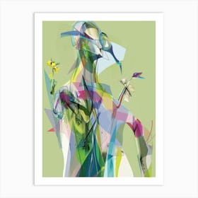 Abstract Woman With Flowers Art Print