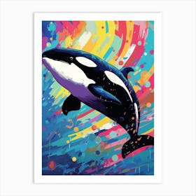 Colourful Brushstrokes Orca Whale Art Print