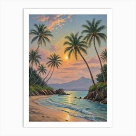 Tropical Sunset At The Beach no1 Affiche