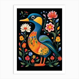 Folk Bird Illustration Duck 4 Art Print