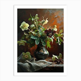 Baroque Floral Still Life Hellebore 4 Art Print