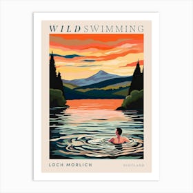 Wild Swimming At Loch Morlich Scotland 3 Poster Art Print