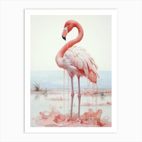 flamingo illustration 2 Art Print