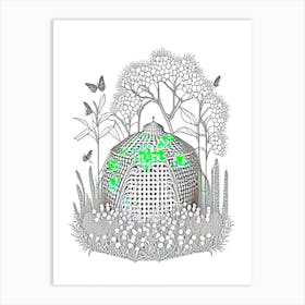 Beehive In A Garden 2 Vintage Art Print