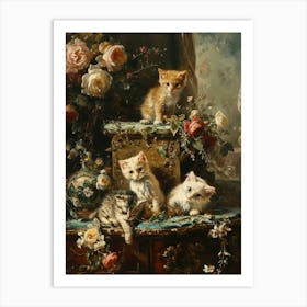 Rococo Inspired Painting Of Kittens 5 Art Print
