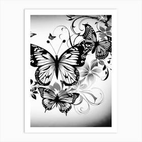 Black And White Butterflies 12 Art Print