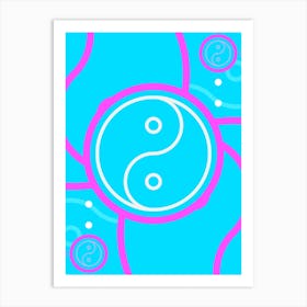 Geometric Glyph in White and Bubblegum Pink and Candy Blue n.0074 Art Print