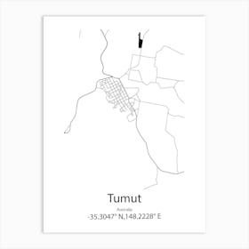 Tumut,Australia Minimalist Map Art Print