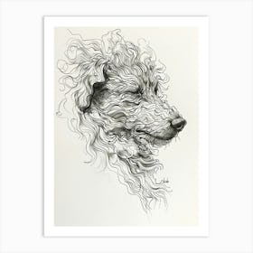 Bergamasco Sheepdog Line Sketch 2 Art Print