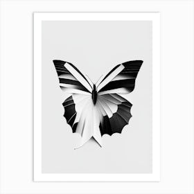 Comma Butterfly Black & White Geometric 1 Art Print