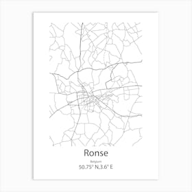 Ronse,Belgium Minimalist Map Art Print