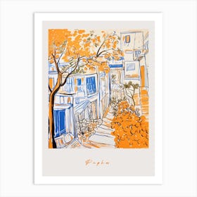 Paphos Cyprus Orange Drawing Poster Art Print