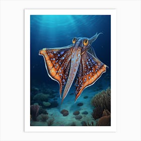 Blanket Octopus Detailed Illustration 9 Art Print