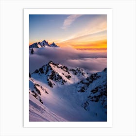 Cervinia, Italy Sunrise 2 Skiing Poster Art Print