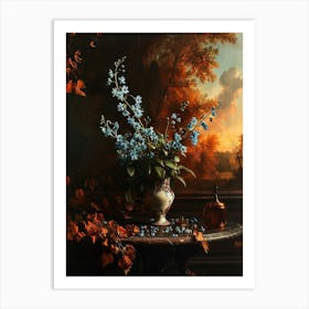 Baroque Floral Still Life Forget Me Nots 2 Art Print