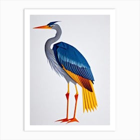 Great Blue Heron Origami Bird Art Print