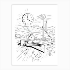 Line Art Inspired By The Persistence Of Memory 7 Art Print