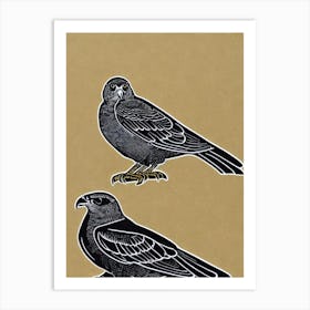 Falcon 2 Linocut Bird Art Print