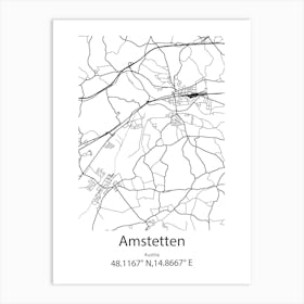 Amstetten,Austria Minimalist Map Art Print