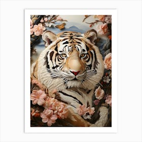 Tiger In Bloom 3 Art Print