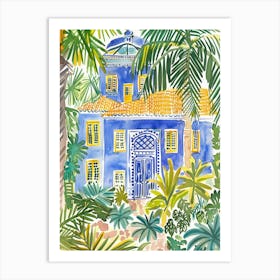 Blue House In Palm Trees Art Print