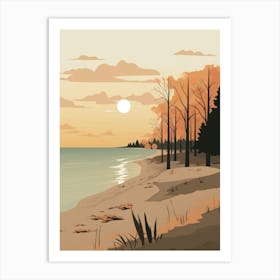 Autumn , Fall, Landscape, Inspired By National Park in the USA, Lake, Great Lakes, Boho, Beach, Minimalist Canvas Print, Travel Poster, Autumn Decor, Fall Decor 13 Art Print