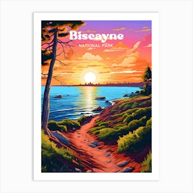 Biscayne National Park Florida Sunset Modern Travel Art Art Print