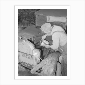 Elmer Thomas, Migrant To California, Pouring Oil Into Engine Preparatory For Departure To California, Oklahoma By Art Print