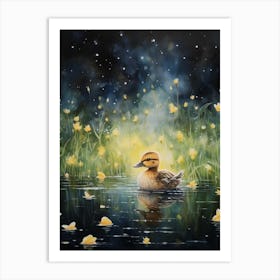 Duckling In The Moonlight 5 Art Print