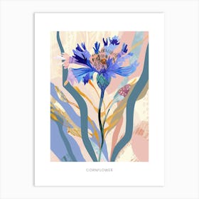 Colourful Flower Illustration Poster Cornflower 1 Art Print