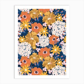 Shimmering Mixed Summer Floral Golden Hour Art Print