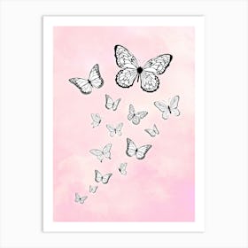 Cute Pink Butterflies for girls Art Print