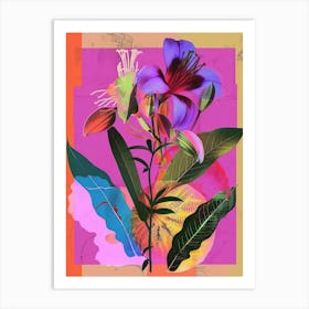 Lisianthus 3 Neon Flower Collage Art Print