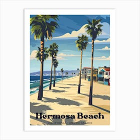 Hermosa Beach California Beach Digital Travel Art Art Print