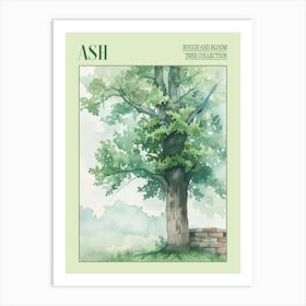 Ash Tree Atmospheric Watercolour Painting 2 Poster Art Print