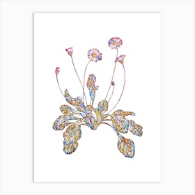 Stained Glass Daisy Flowers Mosaic Botanical Illustration on White n.0114 Art Print